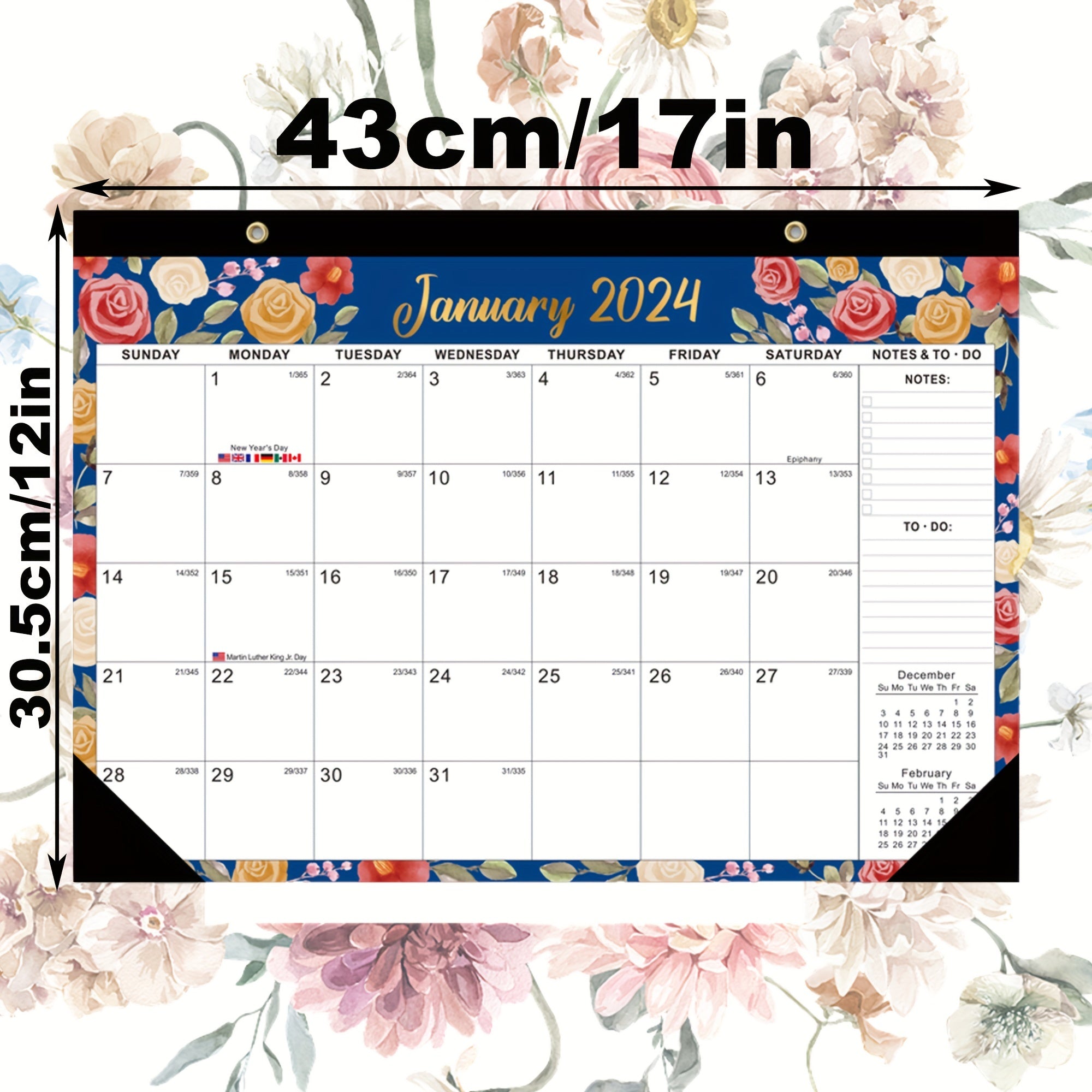 Large Grid Julian Dates Calendar January-June 18 Months