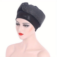 Rhinestone Decor Turban Cap Elastic Head Wrap Chemo Hats