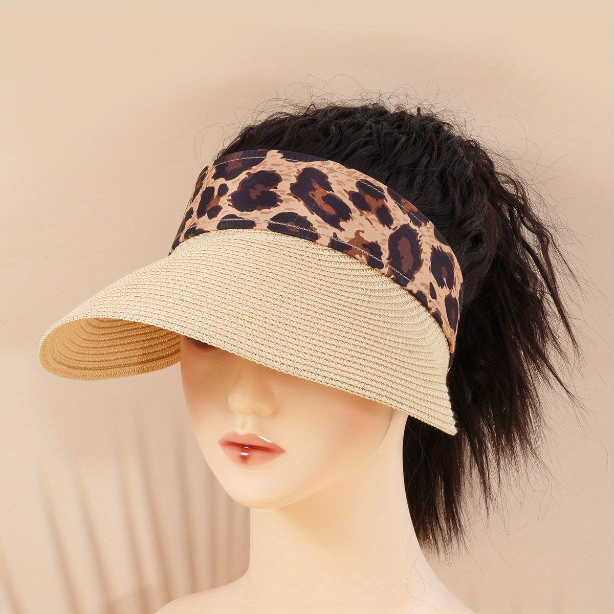 Leopard Block Visor Hat Women UV Protection