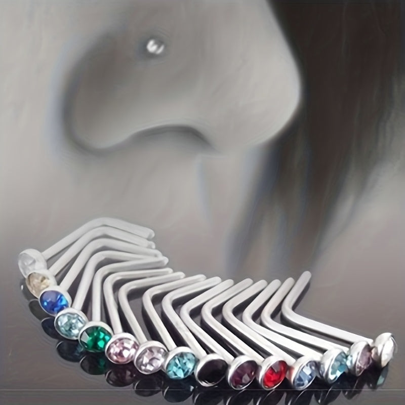 10pcs Stainless Steel 1.8mm Curved Nose Nail Ring Body Jewelry for Men