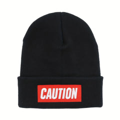 Printed Beanie Solid Knit Hat Warm Skull Hat Casual Coldproof Beanie
