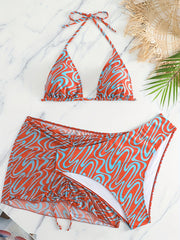  Sexy Bikini Set Women's Plus Print Ruched Cover Up Swimsuit