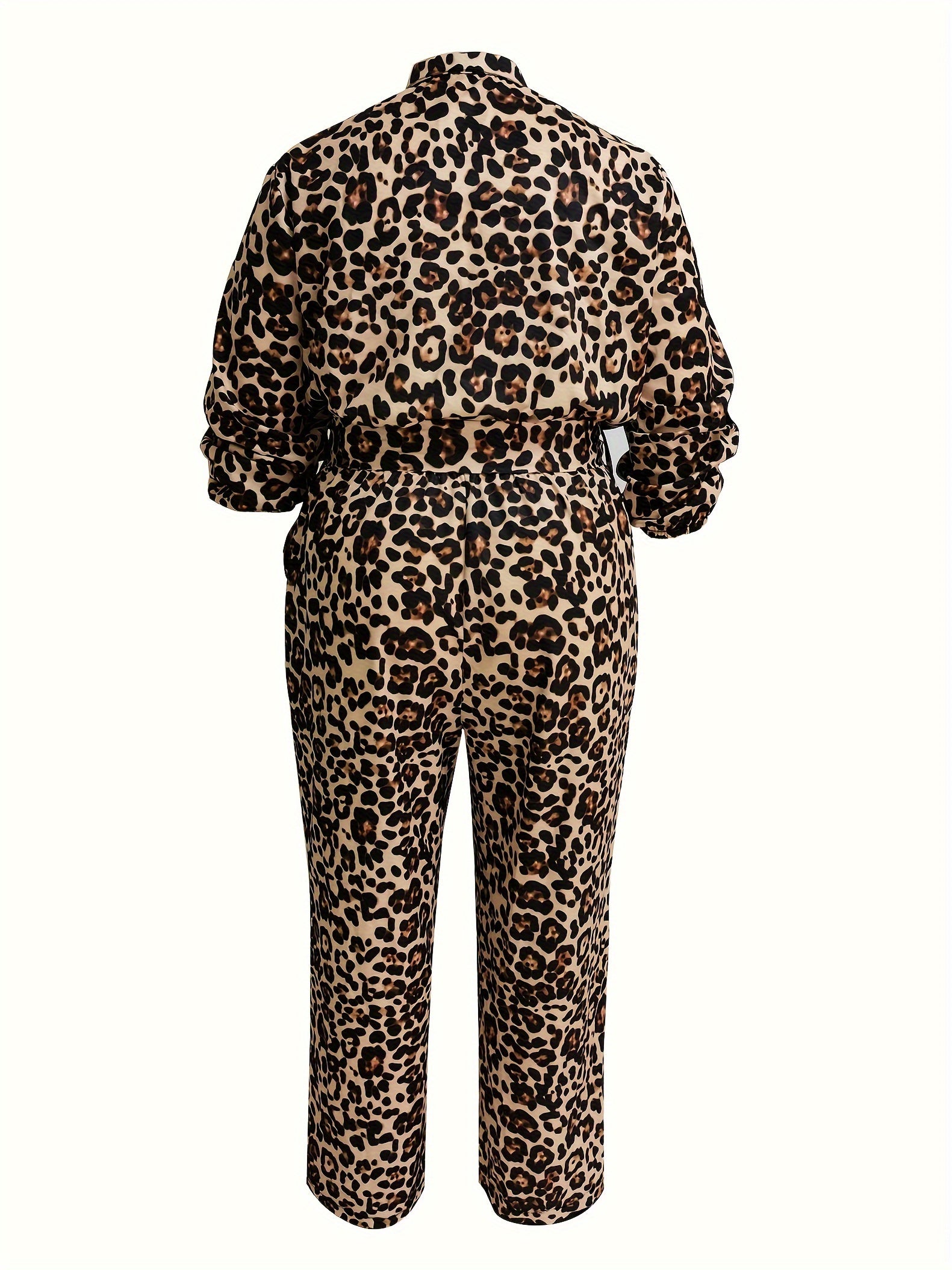  Leopard Print Button Up Jumpsuit with Belt