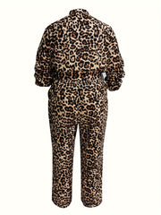  Leopard Print Button Up Jumpsuit with Belt