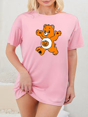  Halloween Lounge Dress Women's Bear & Pumpkin Print Nightdress