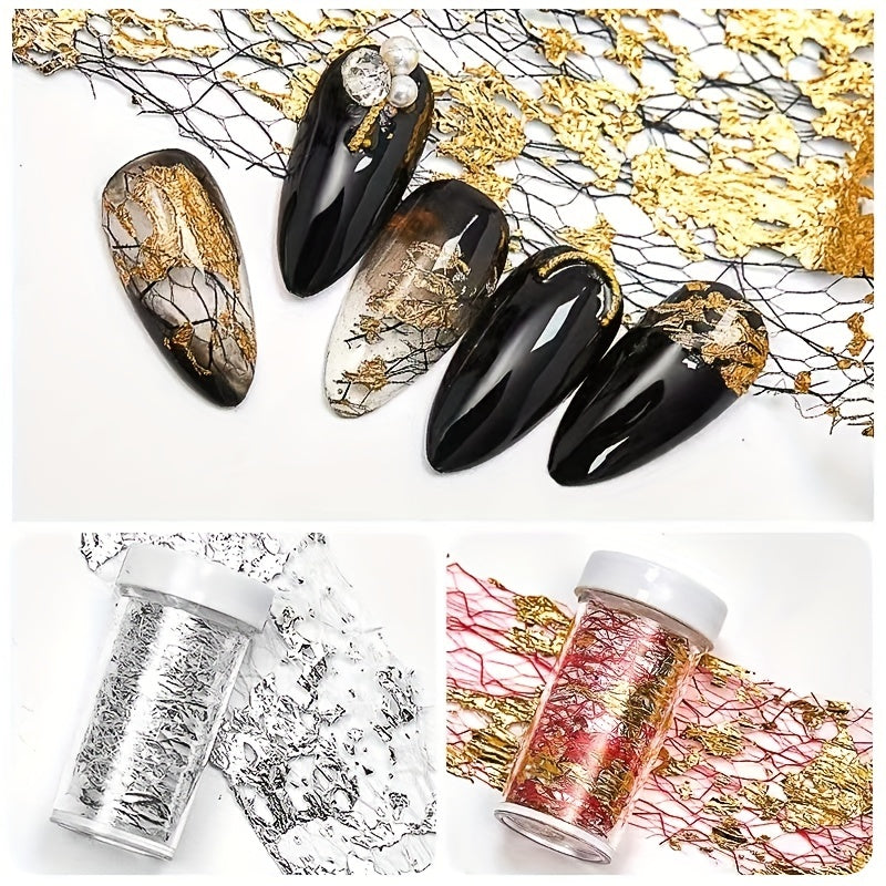 Holographic Nail Foil Flakes Stickers 3D Glitter Line Decoration