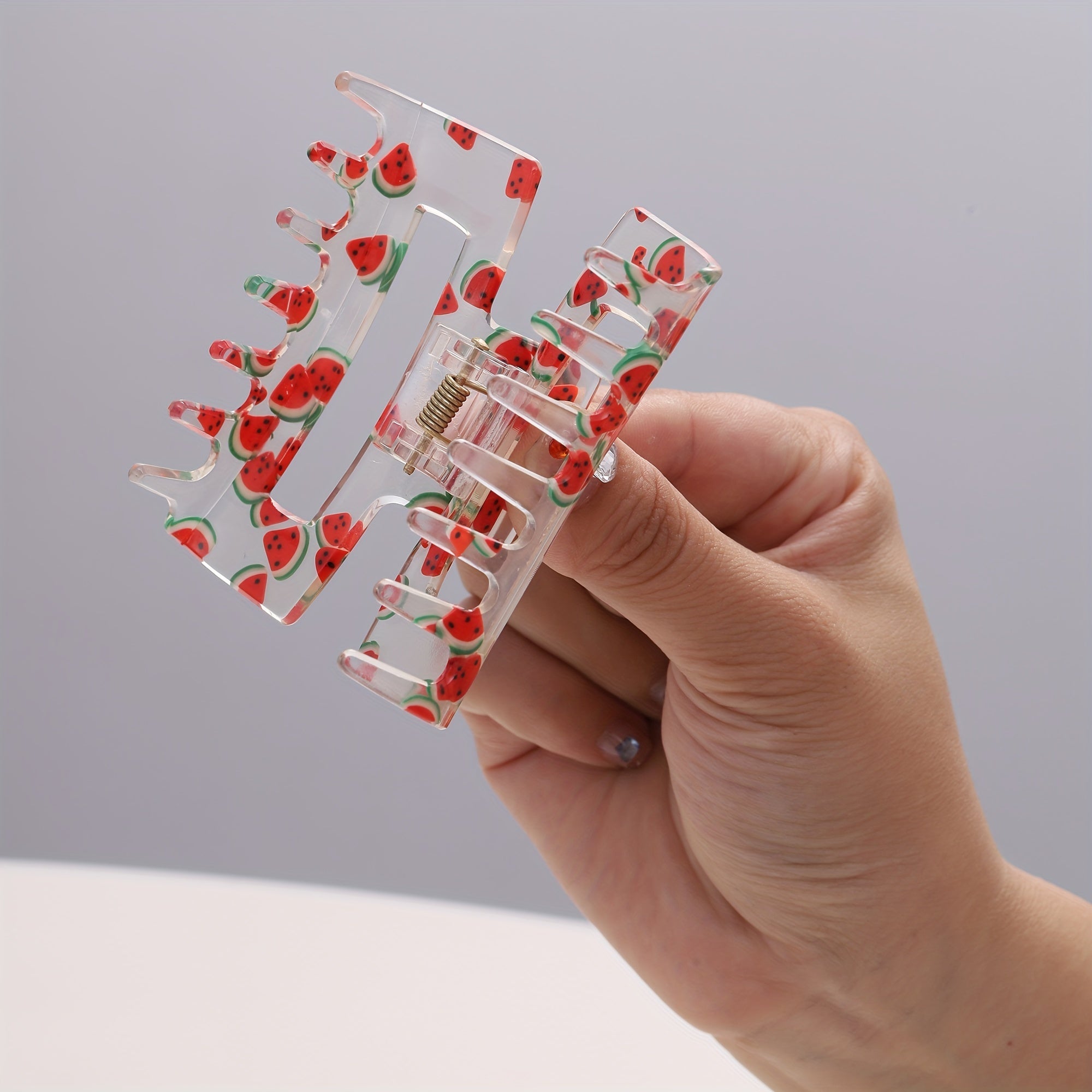 Watermelon Pattern Hair Clip Barrettes Rectangular Claw Clips For Women