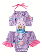 Ice Cream Halter One Piece Swimsuit for Little Girls