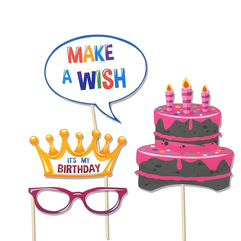 22pcs Happy Birthday Party Photo Props Party Favors Supplies for Kids Men Women