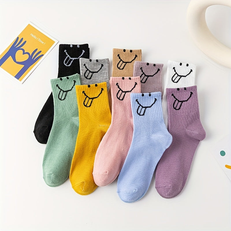 10 Pairs Expression Print Socks Women's Stockings