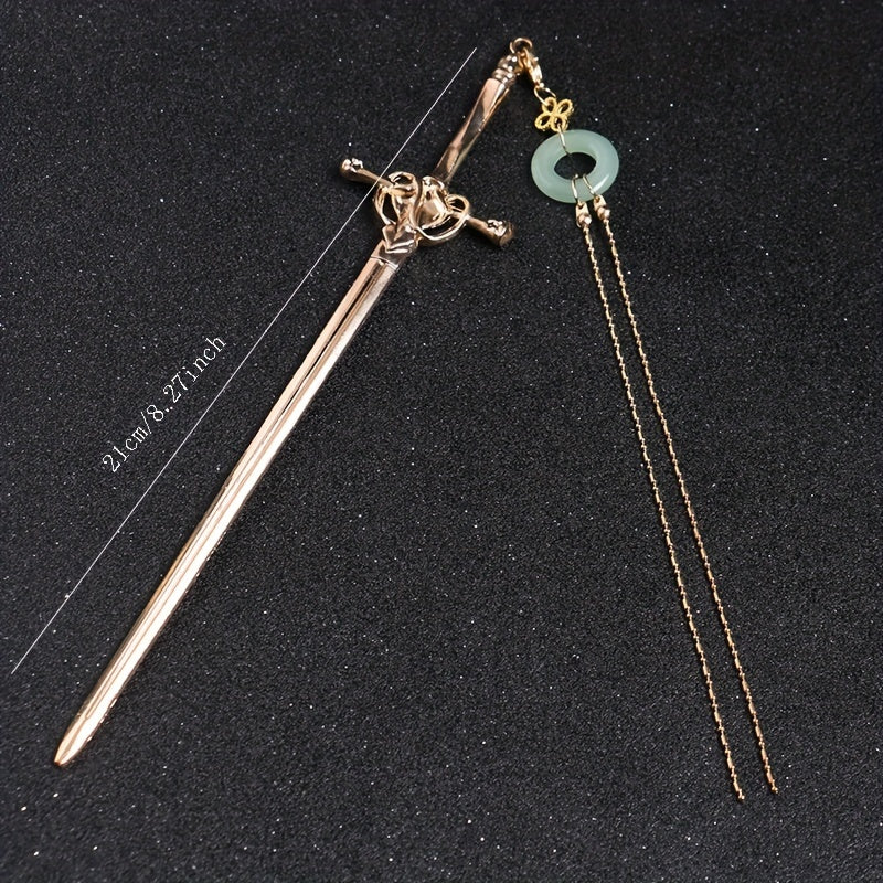 Ancient Style Sword Hairpin Bun Hairpin With Tassels Head Ornament