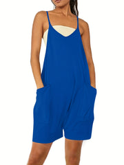 Sleeveless V-Neck Pocket Jumpsuit for Women