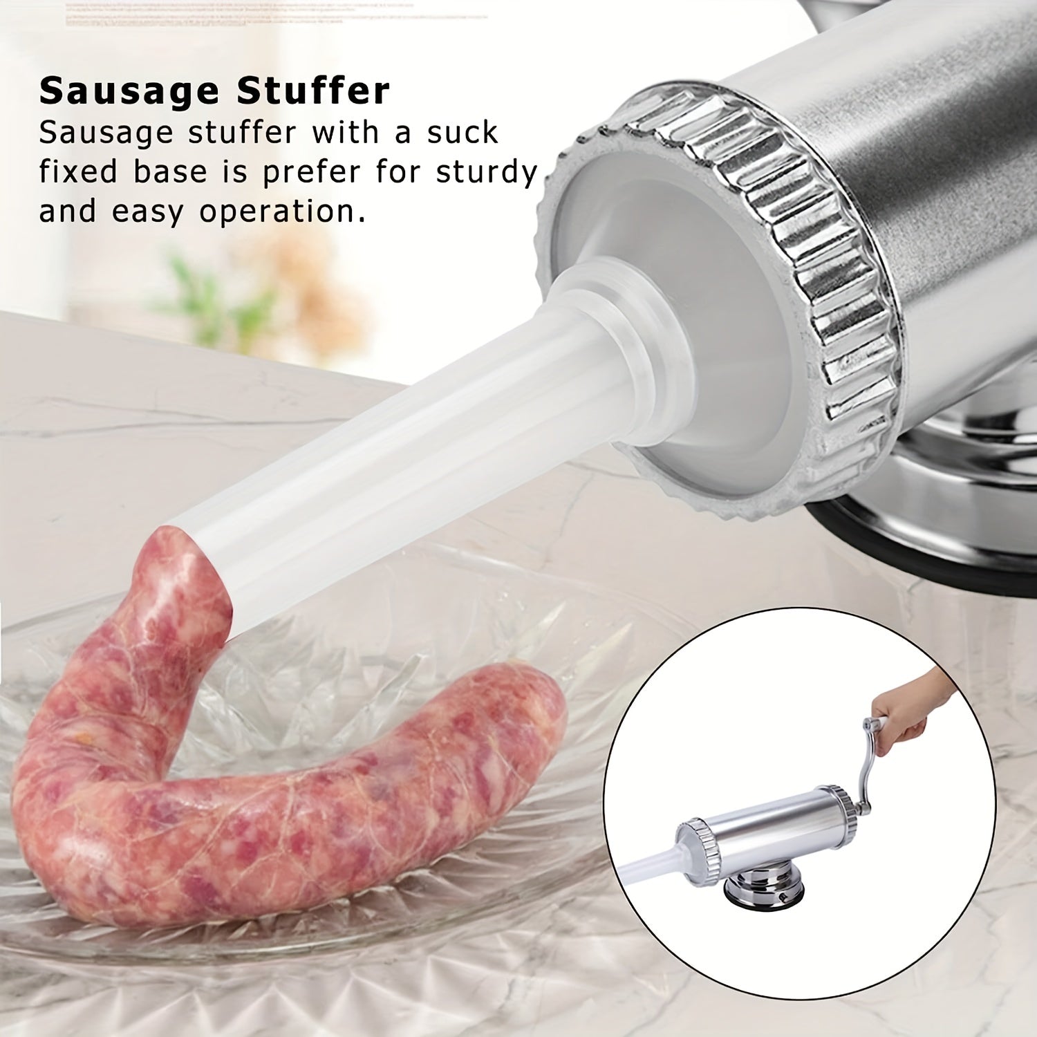 3LB Aluminum Meat Sausage Stuffer Kit Homemade Salami Machine