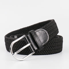 Men's Stretch Woven Braid Belt Canvas Elastic Fabric Woven Stretch Multicolored