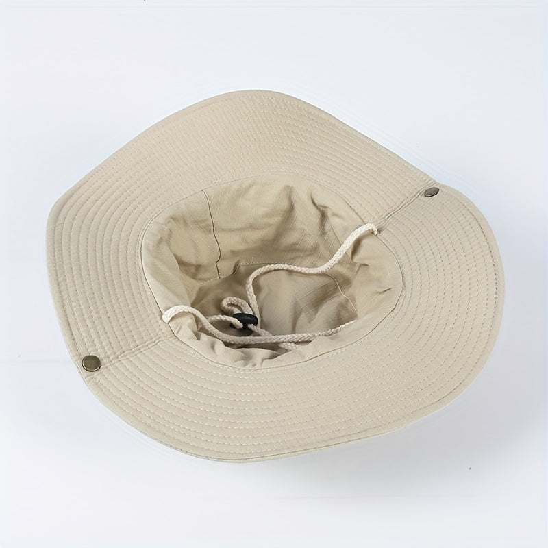 Button Rolled Brim Cowboy Hat Solid Sunscreen Western Cowgirl Hat
