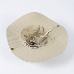 Button Rolled Brim Cowboy Hat Solid Sunscreen Western Cowgirl Hat