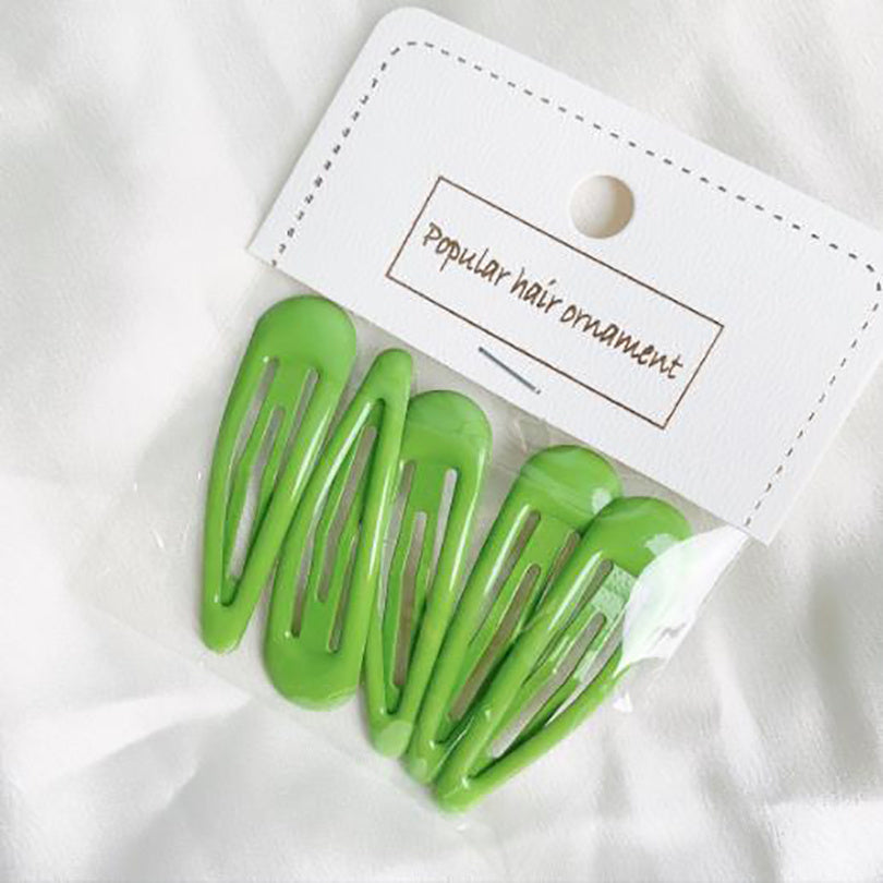 5pcs Water Drop Hair Clip Sweet Snap Clip For Girls