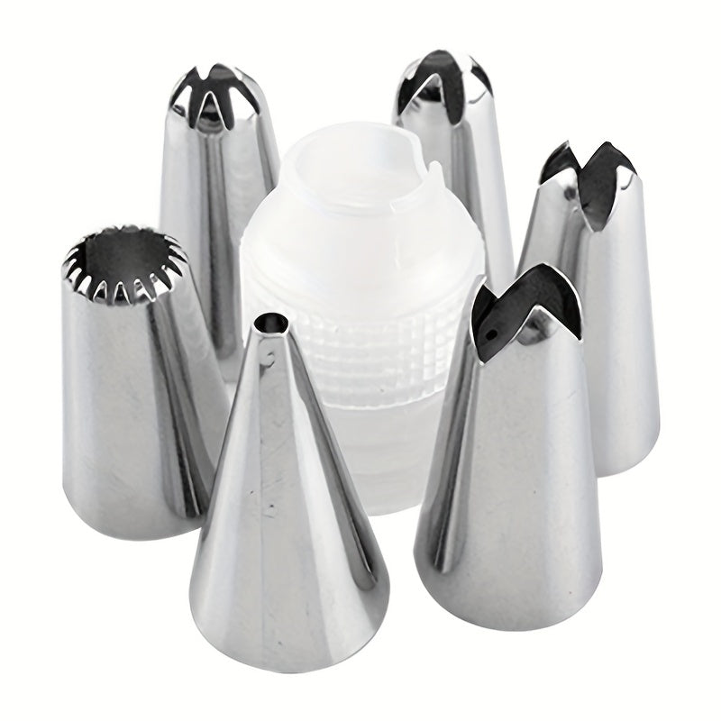 8pc Cake Decorating Kit: Silicone Bag, Tips, Coupler - Baking