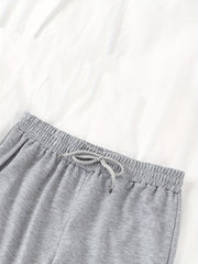 Heart Print Pants Casual Drawstring Elastic Waist Jogger Pants