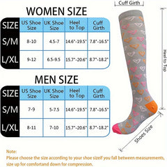 2 Pairs Copper Compression Socks Heart Shape Pattern Support