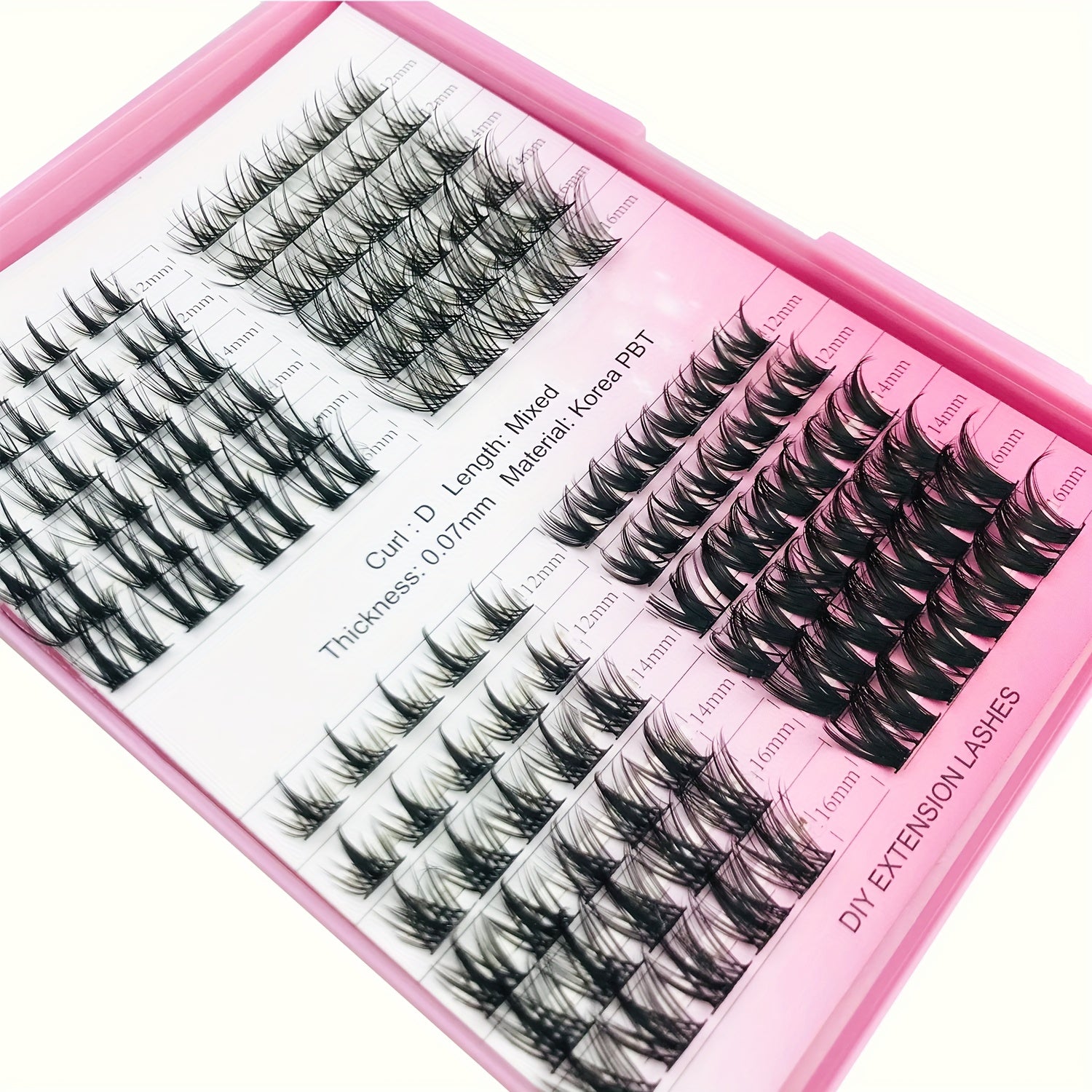 DIY Cluster Lashes 3D Effect DIY Lash Extension Kit 12 14 16mm Mixed Individual