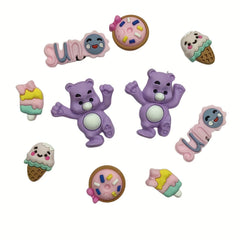 Purple Bear Cartoon Shoe Charms for Clogs Garden Shoes Decoration