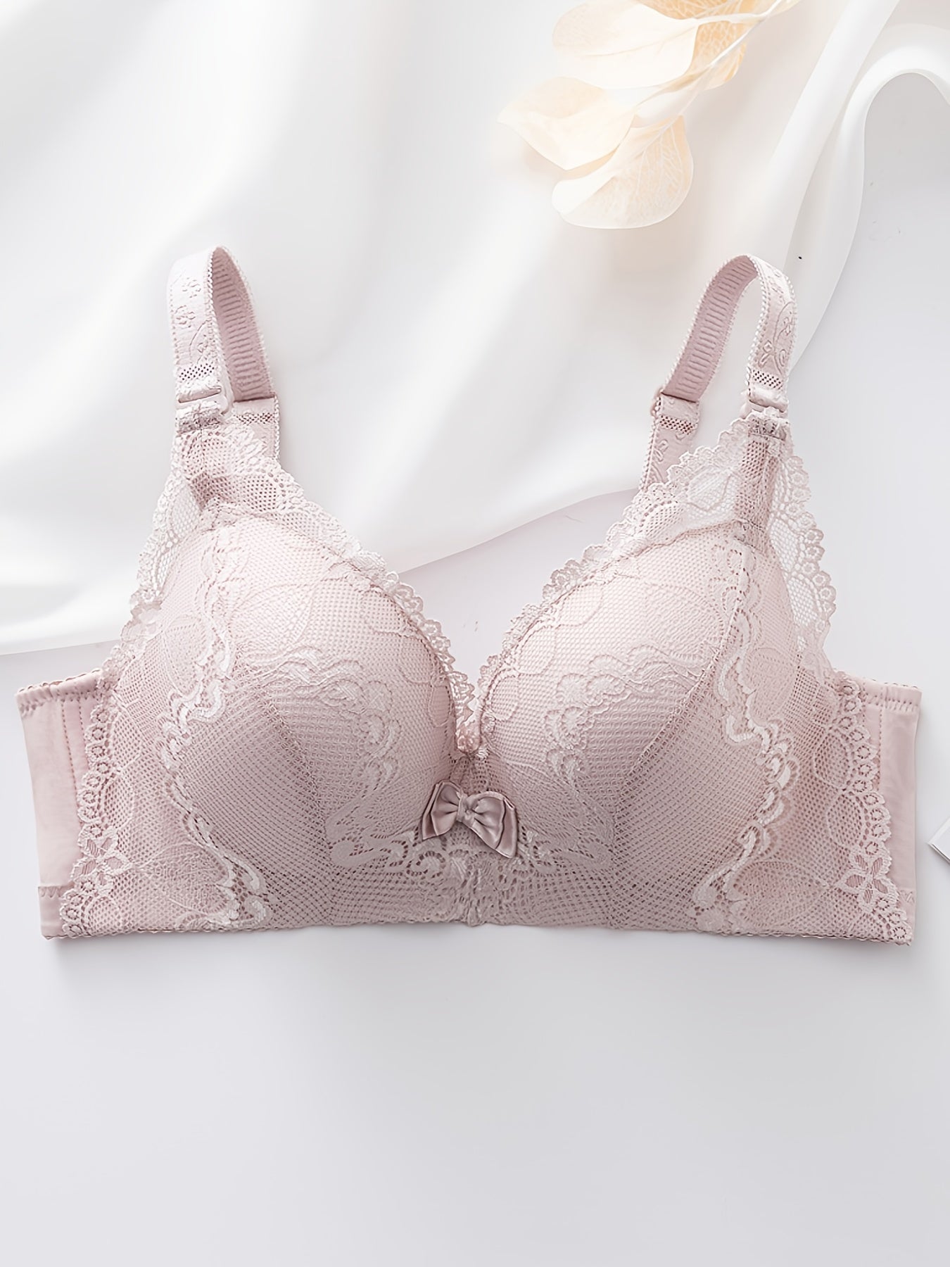 Lace Push Up Bra Comfy & Breathable Bow Bra Women's Lingerie