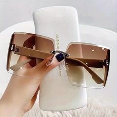 Oversized Rimless Sunglasses Gradient Glasses UV400
