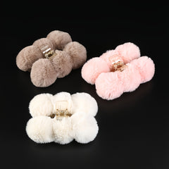 Fluffy Plush Hair Claw Clip Winter Hair Barrettes for Girls Woman