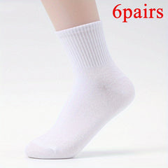 6 Pairs Cotton Mid-Calf Socks for Men and Women