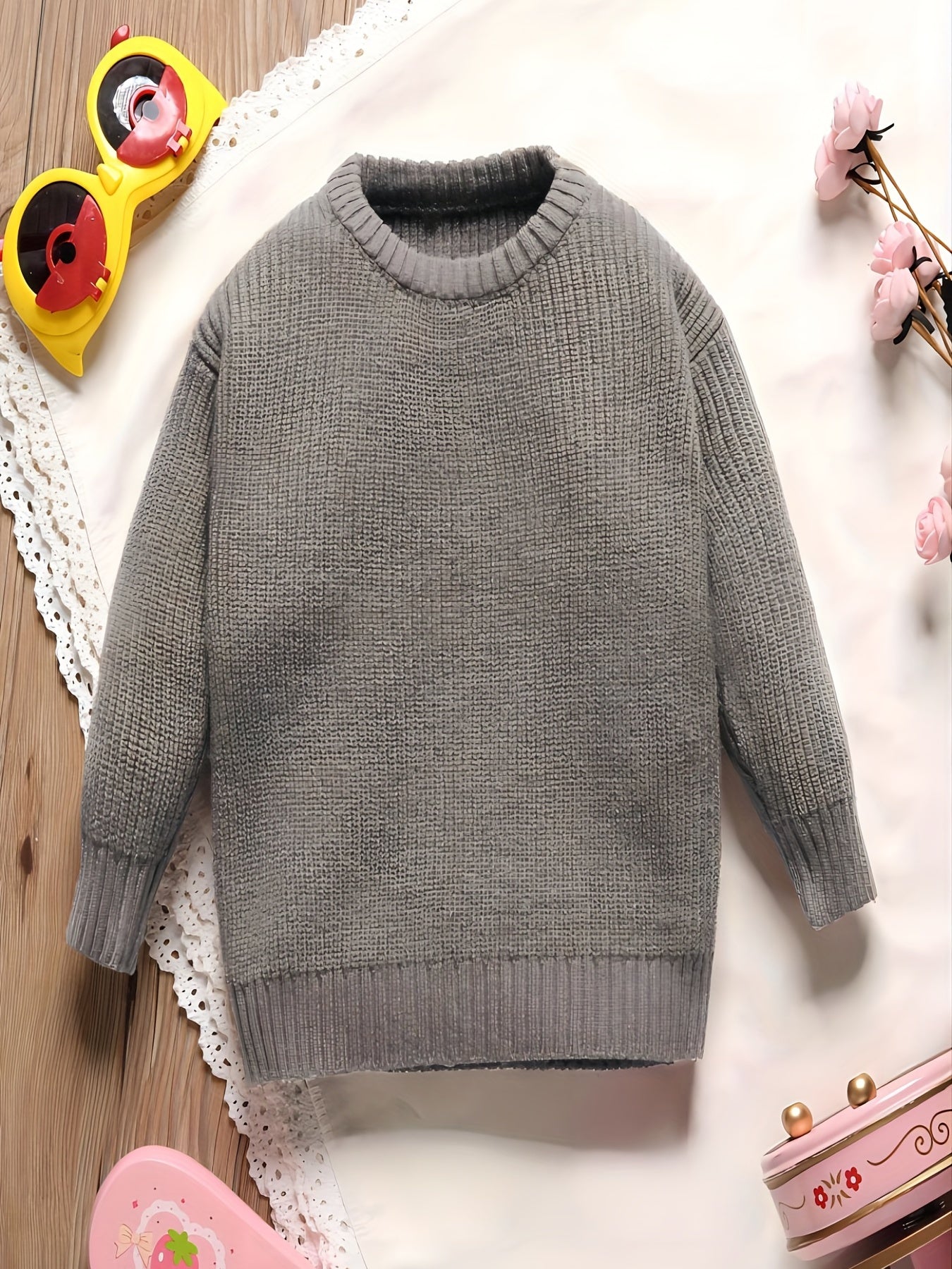 Baby Boys Long Sleeves Crew Neck Knit Sweaters Pullovers For Spring Autumn