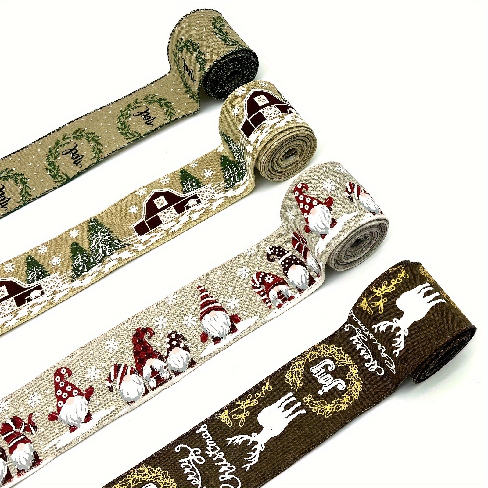 4.57m Christmas Wired Edge Ribbon Rustic Farmhouse Tree Craft Ribbon