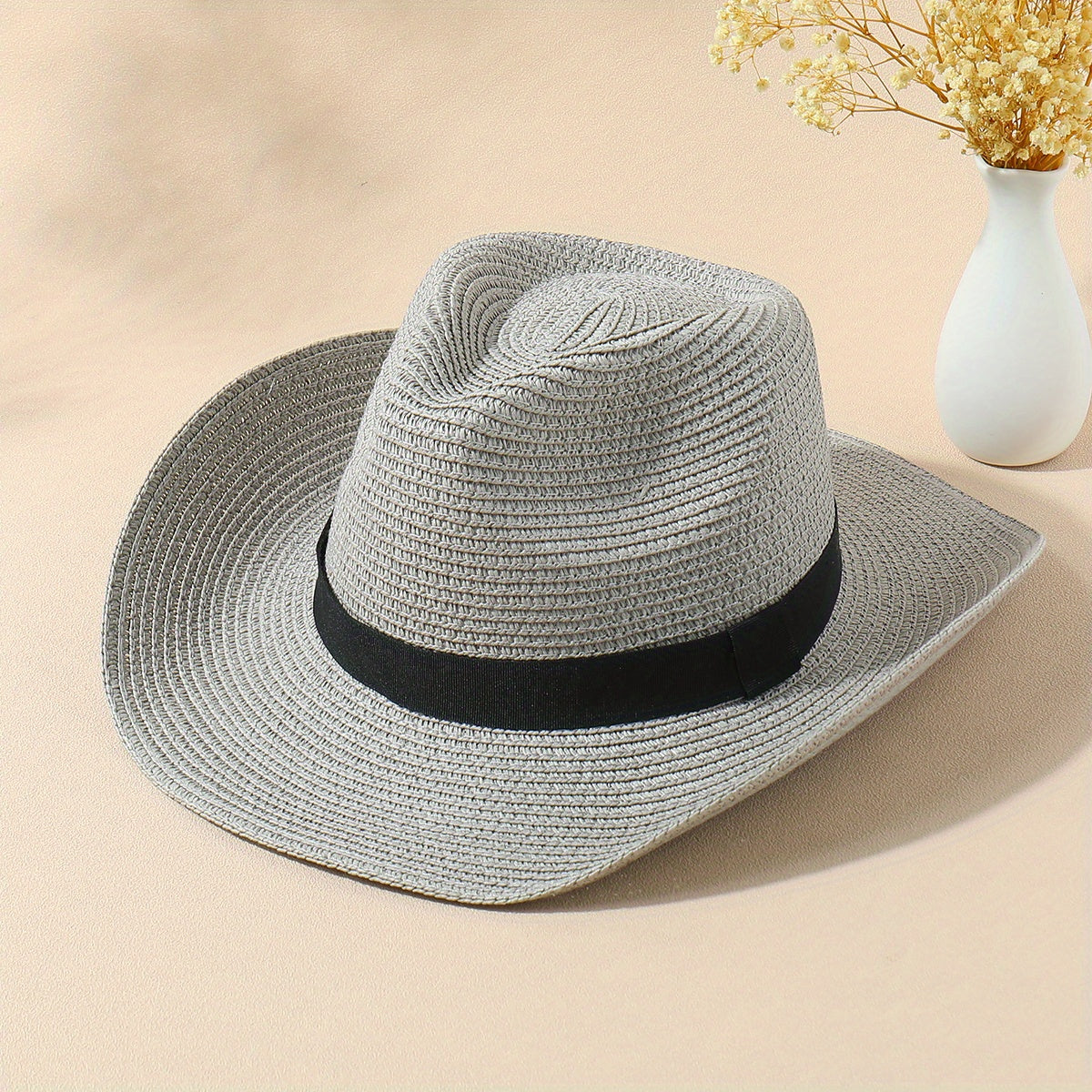 Candy Jazz Fedora Cap Rolled Brim Vintage Sun Hat Outdoor Breathable Straw Hat