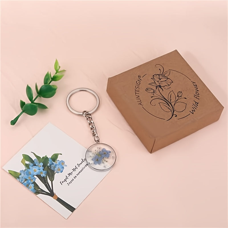Irregular Dried Flower Keychains Women Bag Pendant Keyrings Car Keyholder
