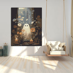 Halloween Ghost in Flower Beds Painting