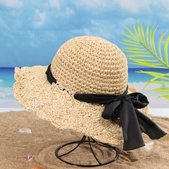 Vintage Ruffles Straw Sun Hat UPF50 Bucket Hat
