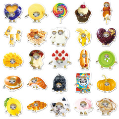 50pcs Funny Cat Head Stickers in Various Colors Self Adhesive Vinyl Decals