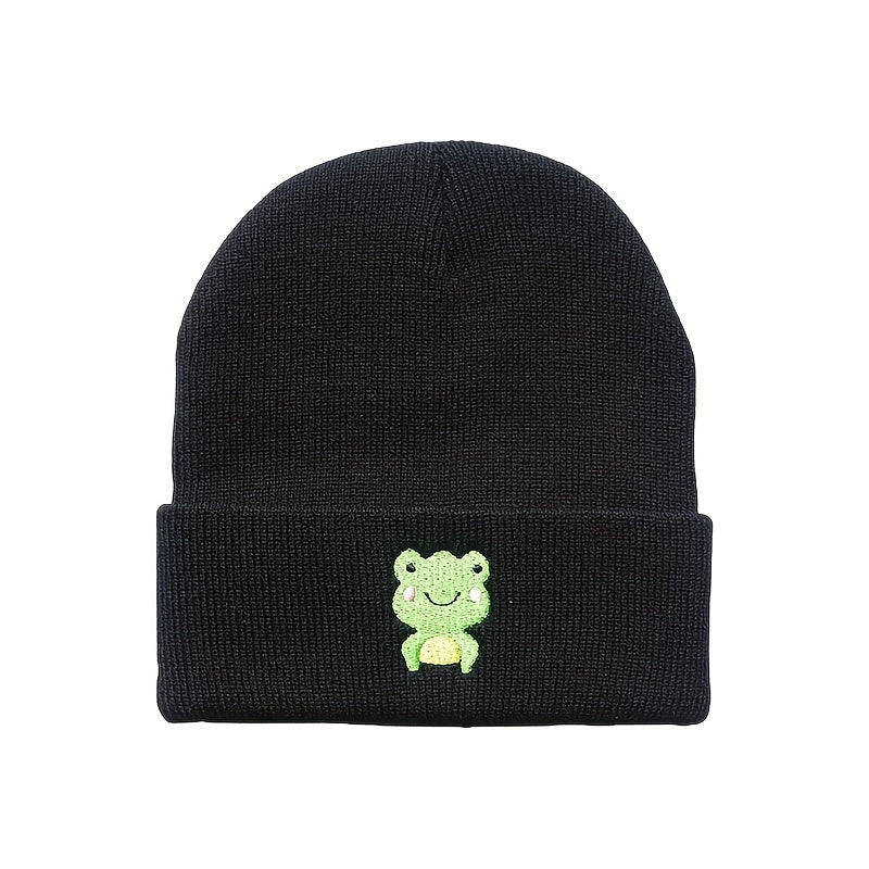 Men's Embroidered Knitted Frog Warm Hat