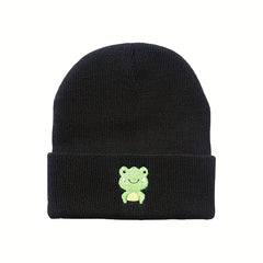 Men's Embroidered Knitted Frog Warm Hat