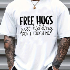 Men's Casual HUG Slogan Graphic T Shirt Short Sleeve Novelty Tees