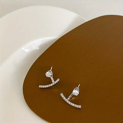 Minimalist Style Synthetic Gems Stud Earrings 18K Plated