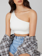 Women's Asymmetric Skinny Crop Tank Top