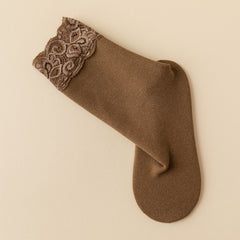 Cozy Lace Trim Mid Tube Socks Women's Stockings