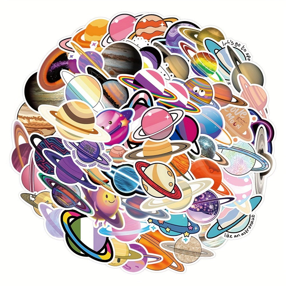 50pcs Fun & Colorful Planet Universe Waterproof Stickers for Kids