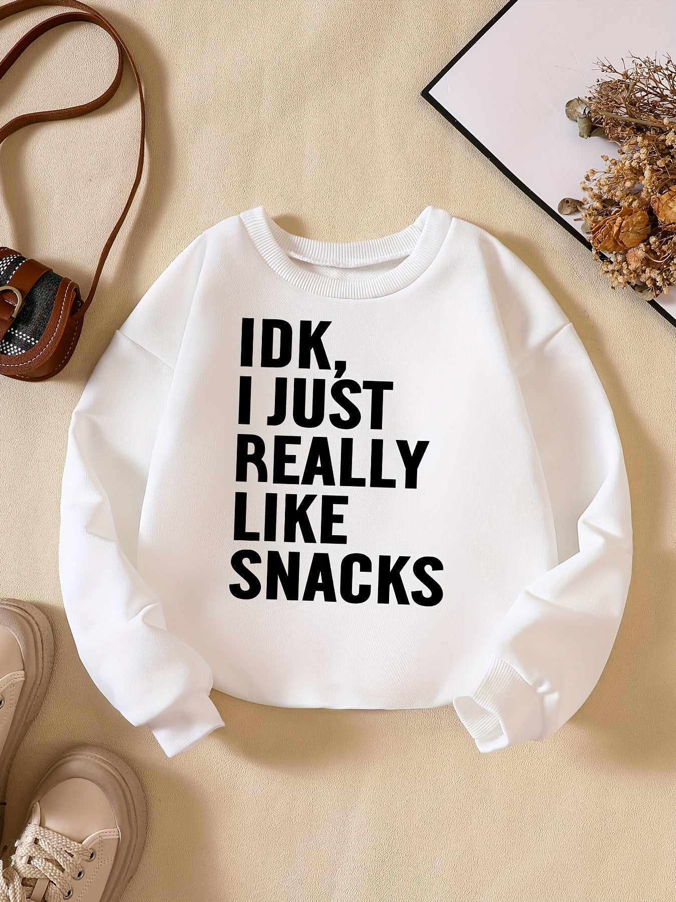 Girls' Snacks Graphic Crew Neck Sweatshirt for Gift Party Holiday