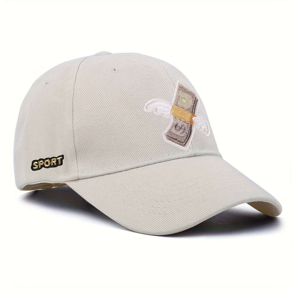 Adjustable Multicolor Mens Peaked Cap With Banknote Embroidery