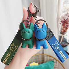 Cute French Bulldog Keychain PVC Cartoon Style