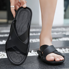 Men's Solid Breathable Slides Casual Slippers For Outdoor