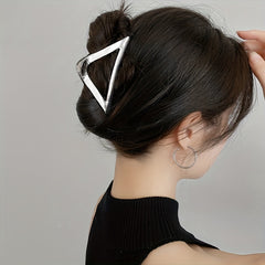 Silvery Triangle Hair Claw Clip Alloy Nonslip Shark Claw