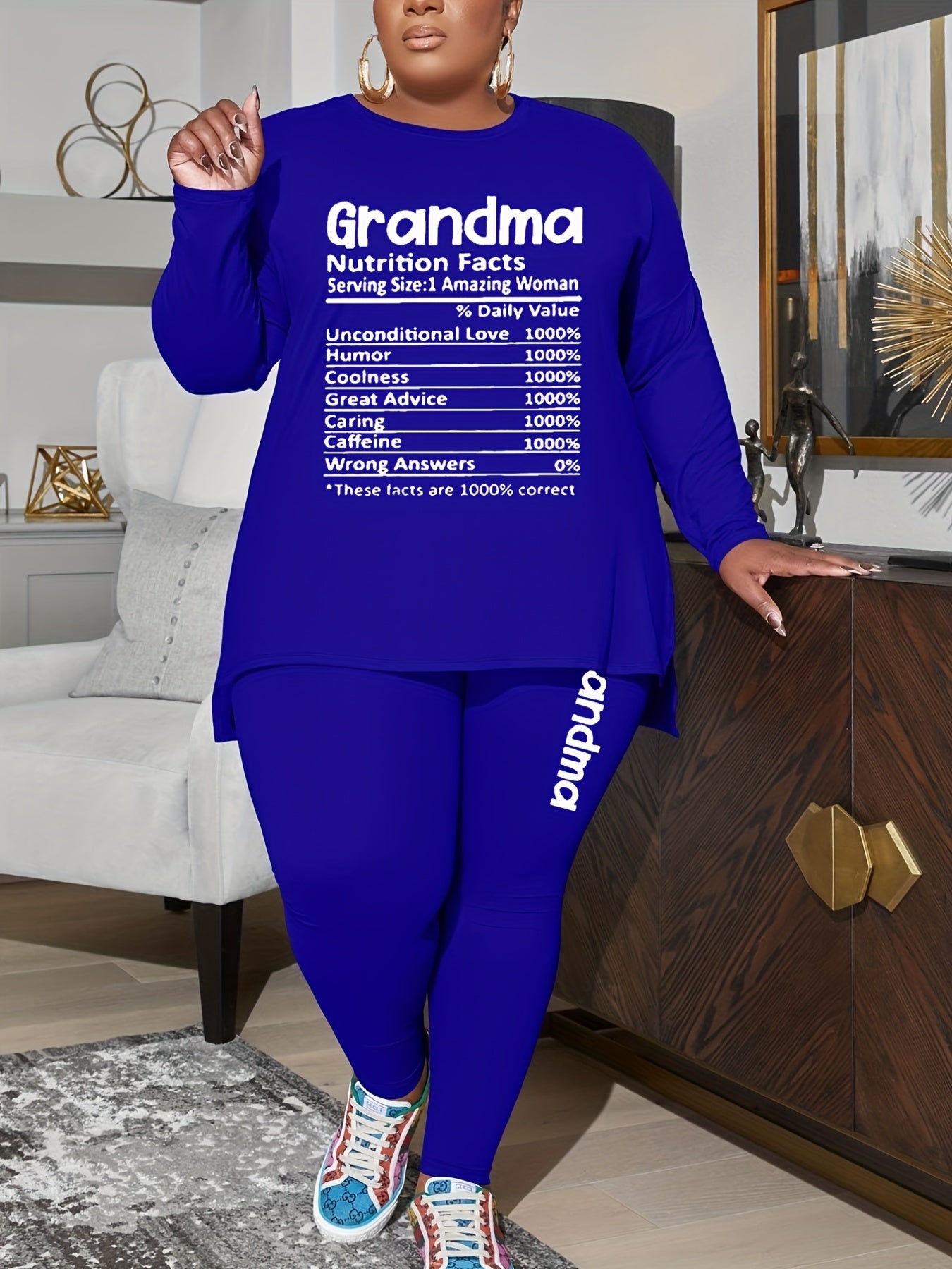  Letter Print Top & Leggings 2 Pc Set
